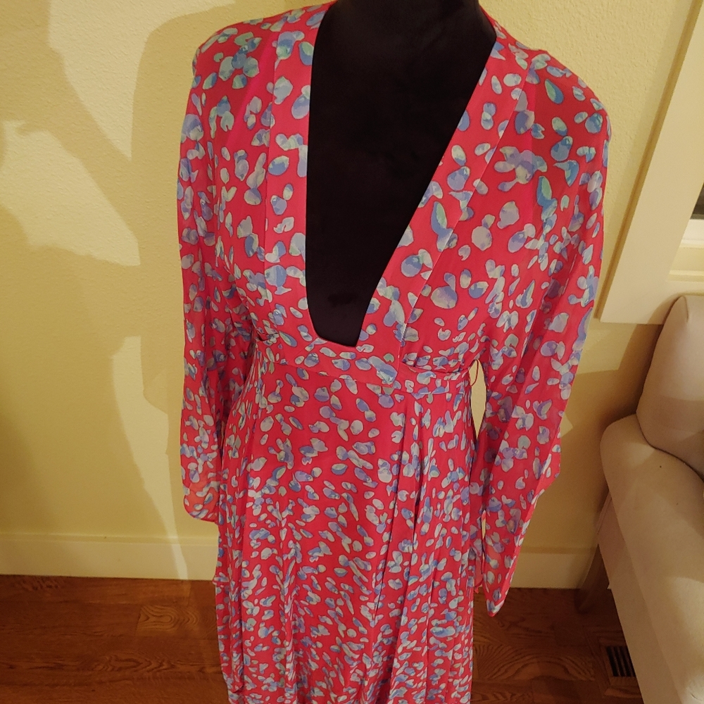 BCBGMAXAZRIA Deep-Neck Silk Gown - Picture 2 of 7